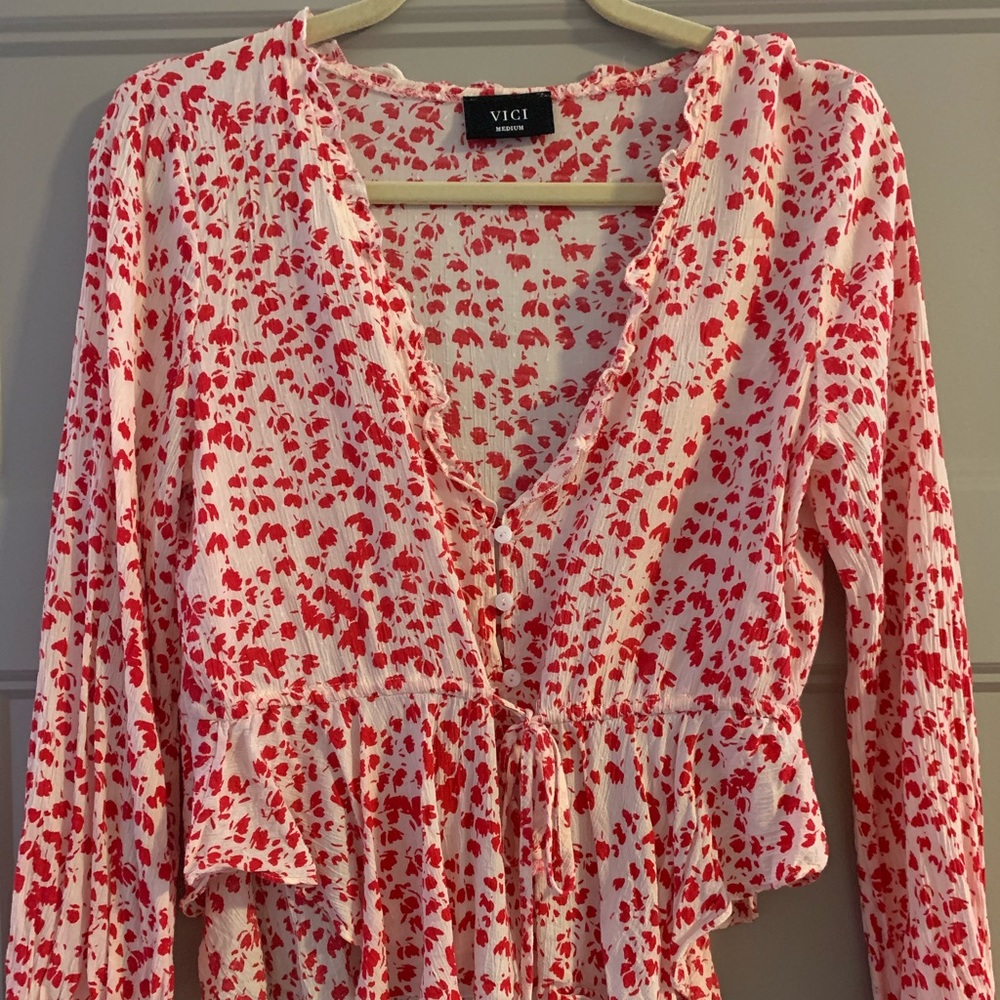 Red floral top